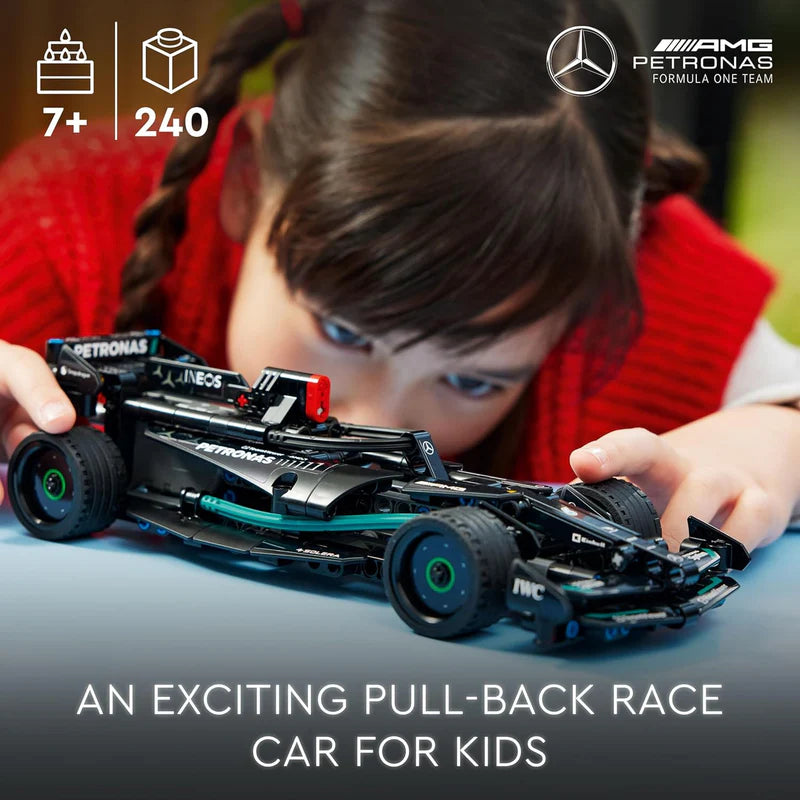 Race car toy with pull-back action